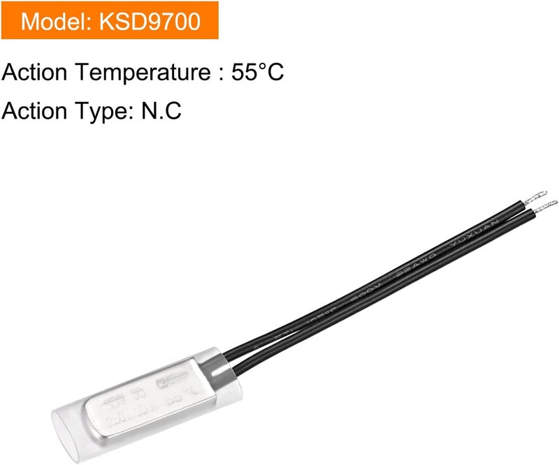 Rebower KSD9700 NC 55C Temperature Control Switch Thermostat Thermal Protector Switch - Normally Close/250V 10A/Metal/2Pcs - Image 1